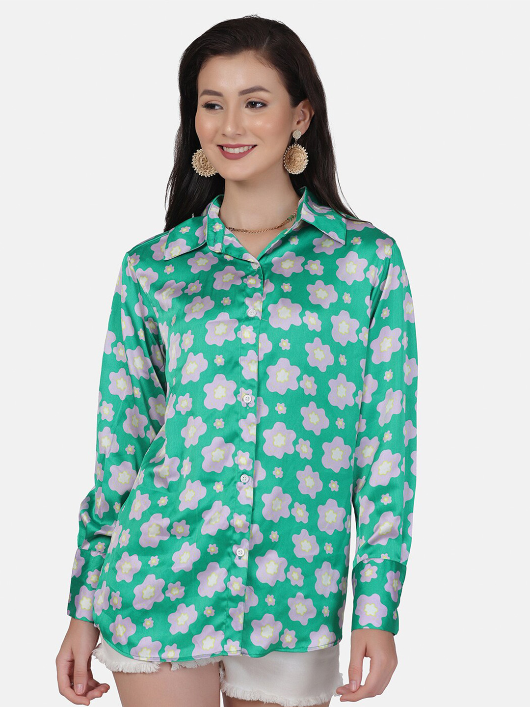 

SAKIA Women Green Floral Printed Casual Shirt