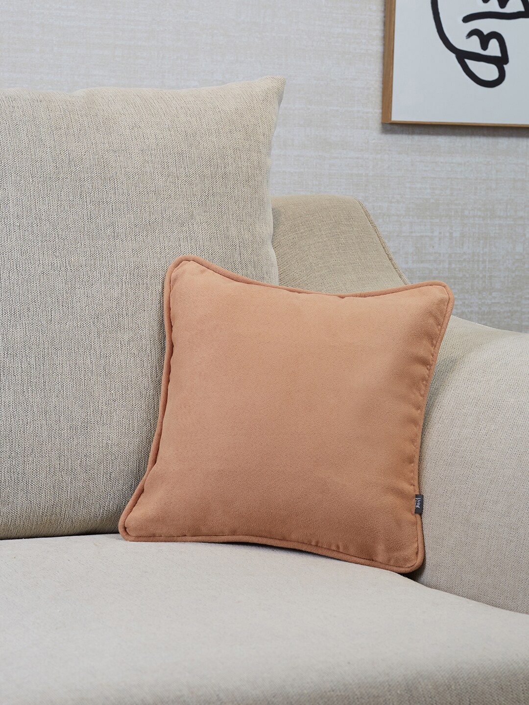 

HomeTown Tan & White Velvet Square Cushion Cover