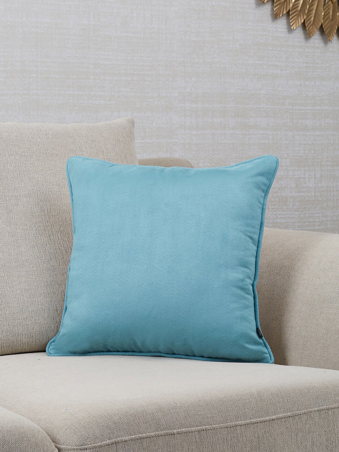 

HomeTown Nora Shades Suede Reversible Solid Cushion Cover 40X40 Cm in Turq Colour, Blue