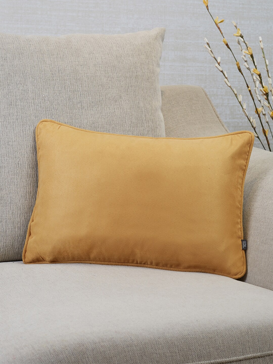 

HomeTown Mustard & White Velvet Rectangle Suede Reversible Cushion Covers