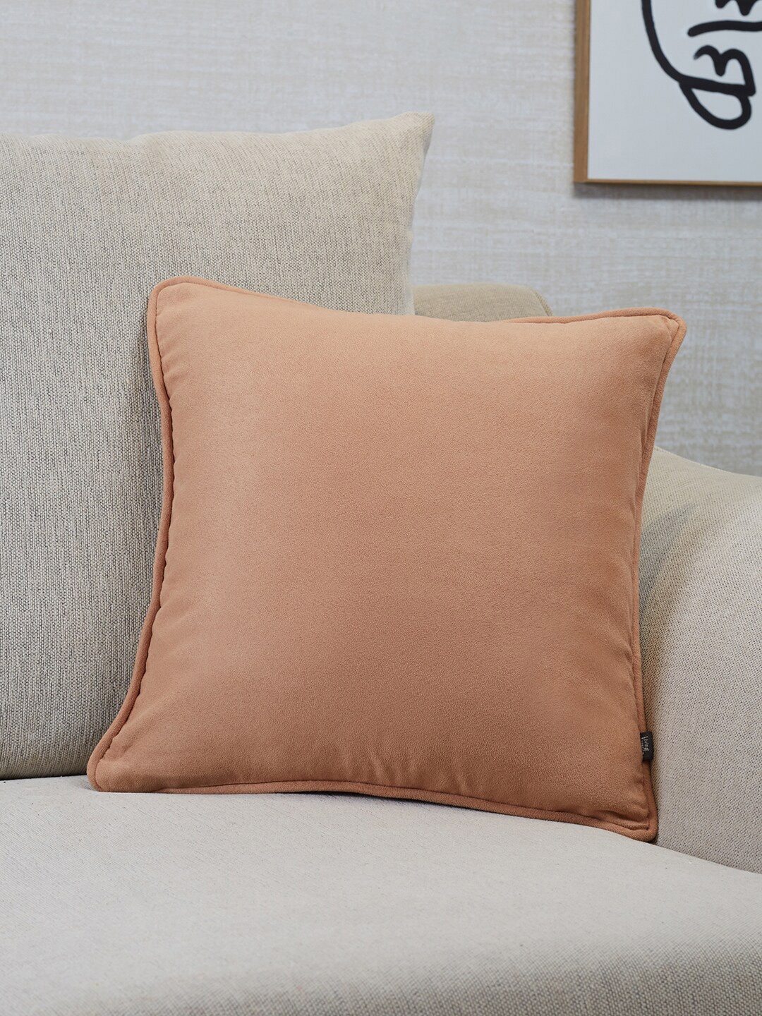 

HomeTown Tan Velvet Square Cushion Cover