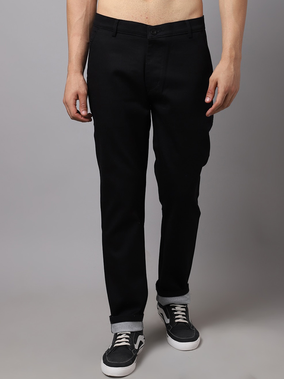 

Rodamo Men Black Slim Fit Chinos Trousers
