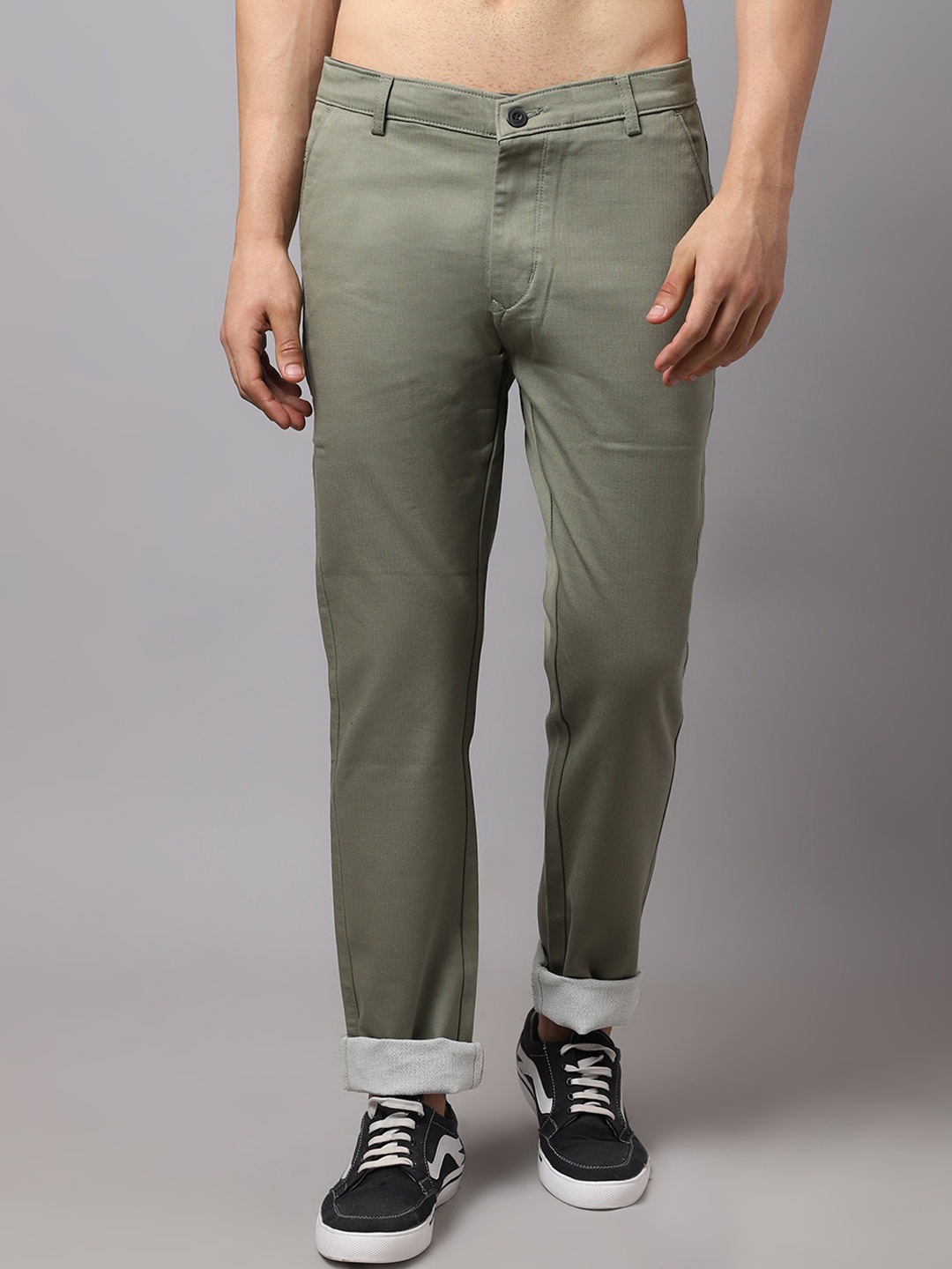 

Rodamo Men Olive Green Slim Fit Chinos Trousers