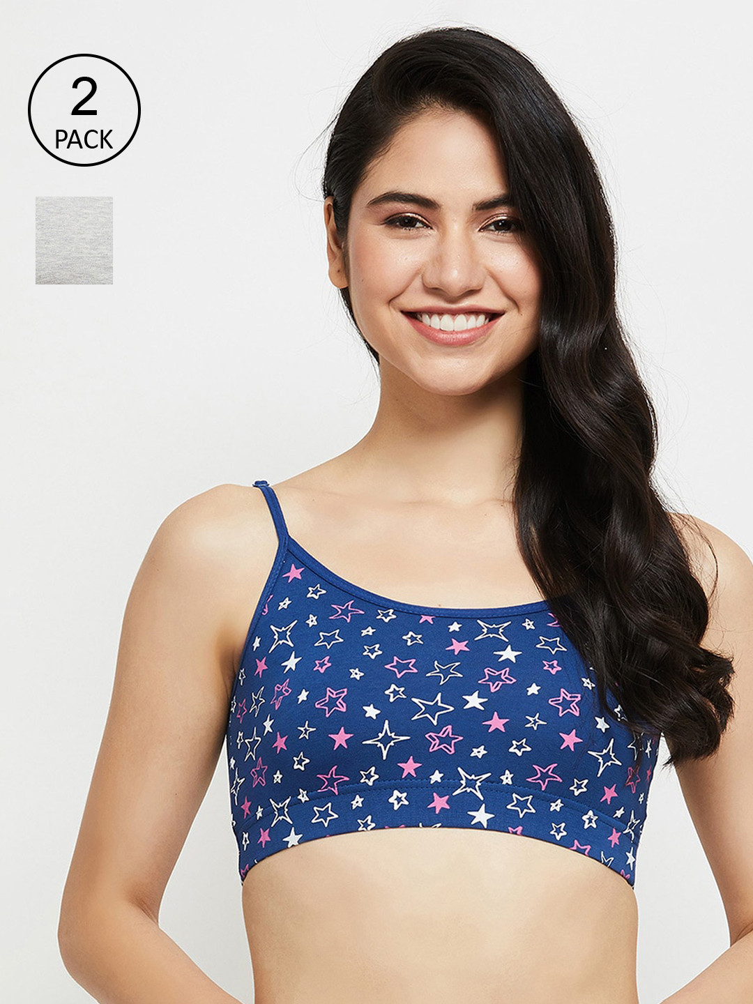 

max Pack of 2 Non Padded Bra, Grey melange