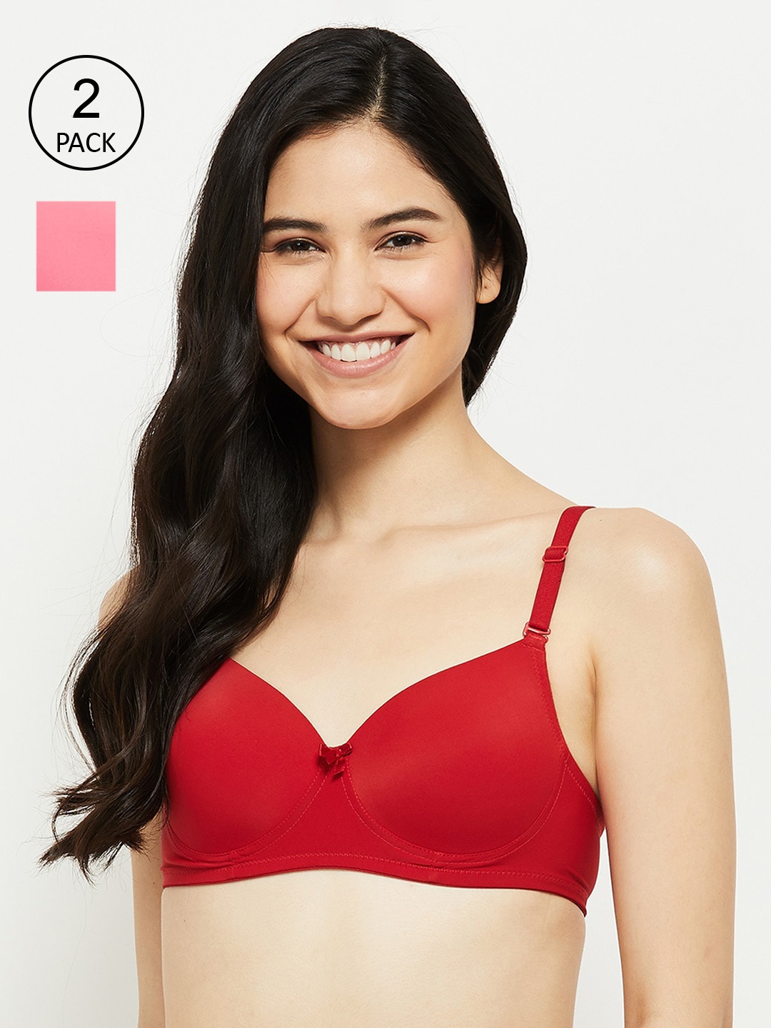 

max Pack Of 2 Red & Pink Lightly Padded Bra