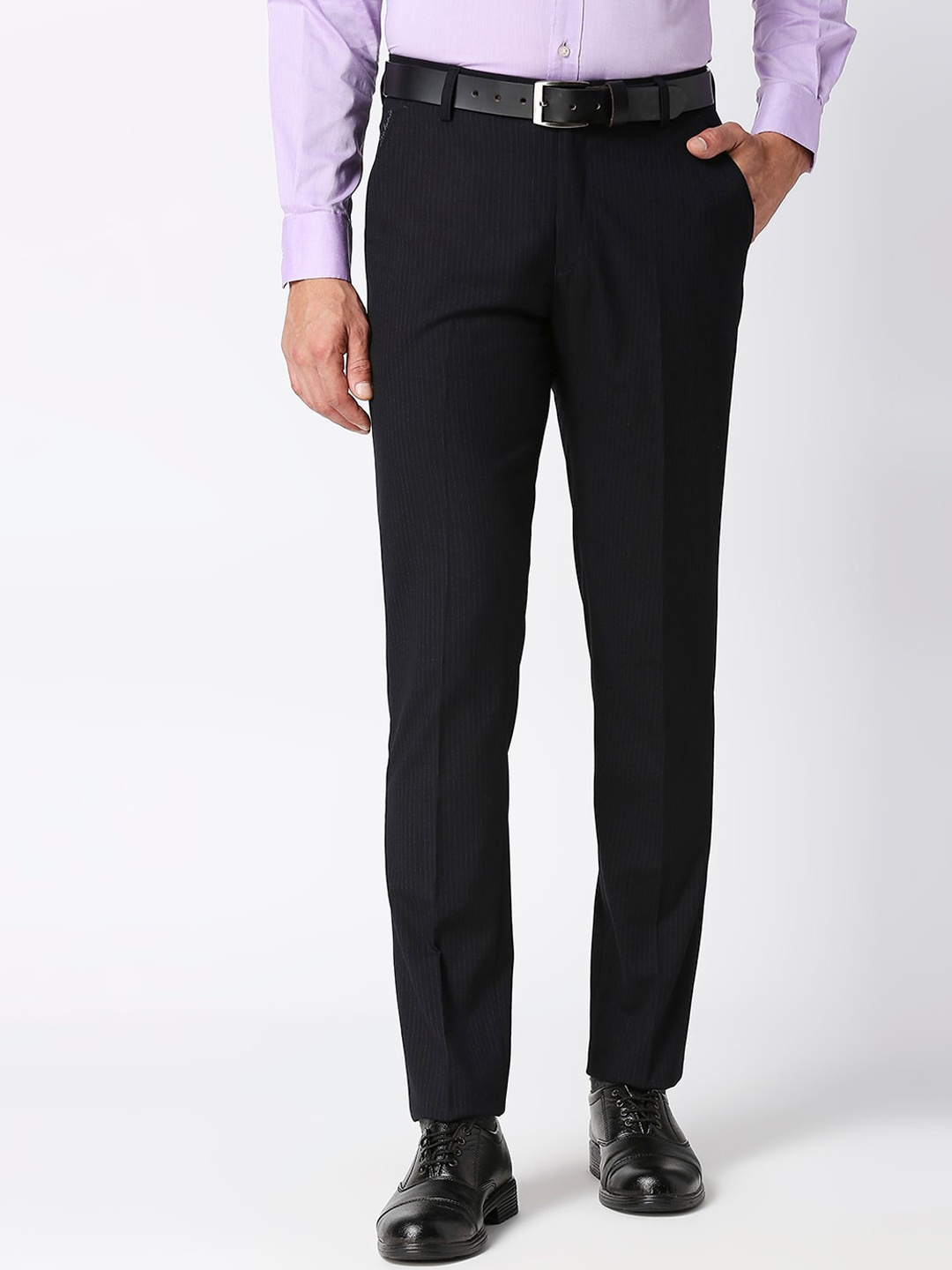 

Solemio Men Blue Tailored Easy Wash Formal Trousers
