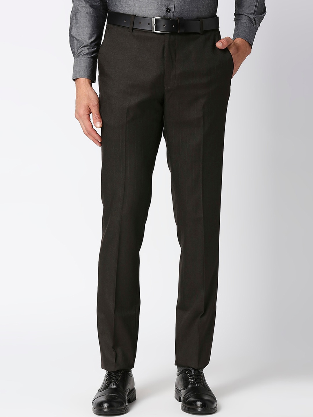 

Solemio Men Black Tailored Easy Wash Formal Trousers