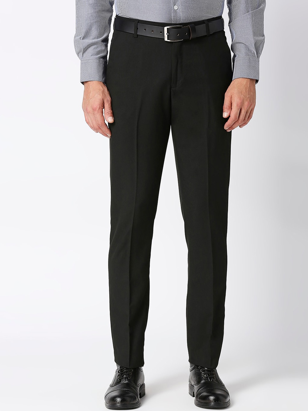 

Solemio Men Black Tailored Easy Wash Trousers