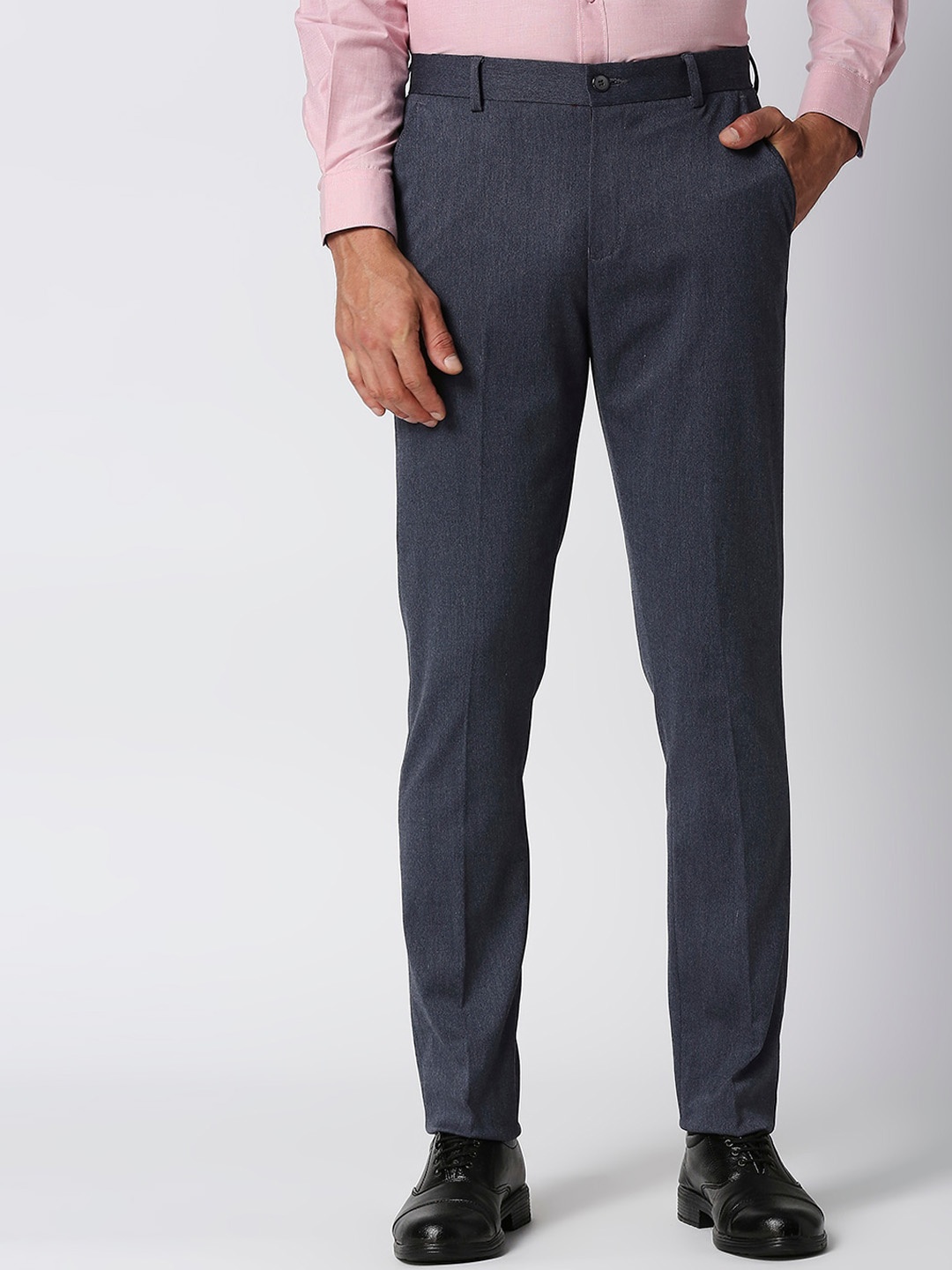 

Solemio Men Blue Tailored Easy Wash Trousers