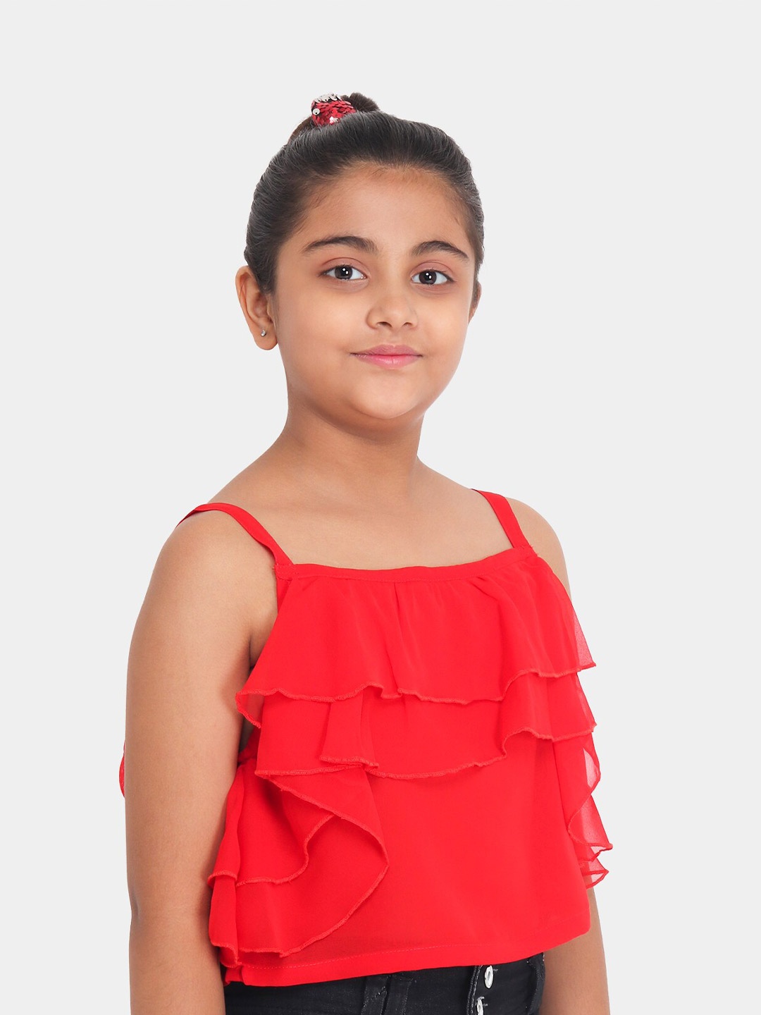 

YK Red Georgette Crop Top