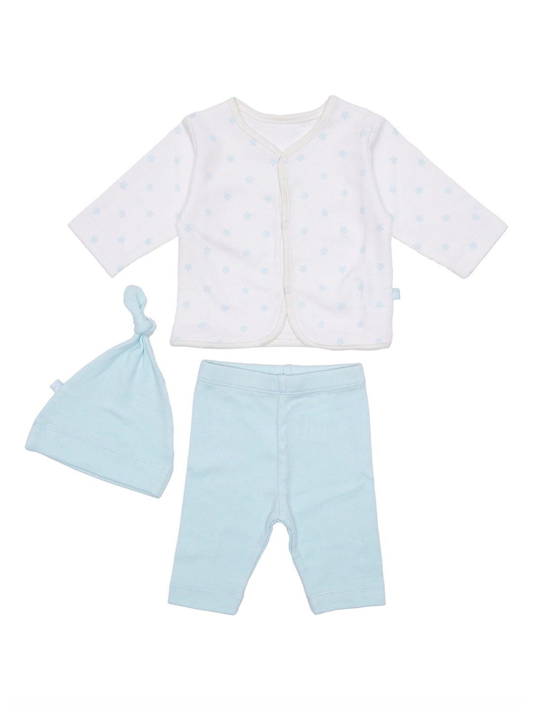 

Nino Bambino Baby Boys Blue 3-Pcs Printed Pure Cotton Baby Apparel Gift Set