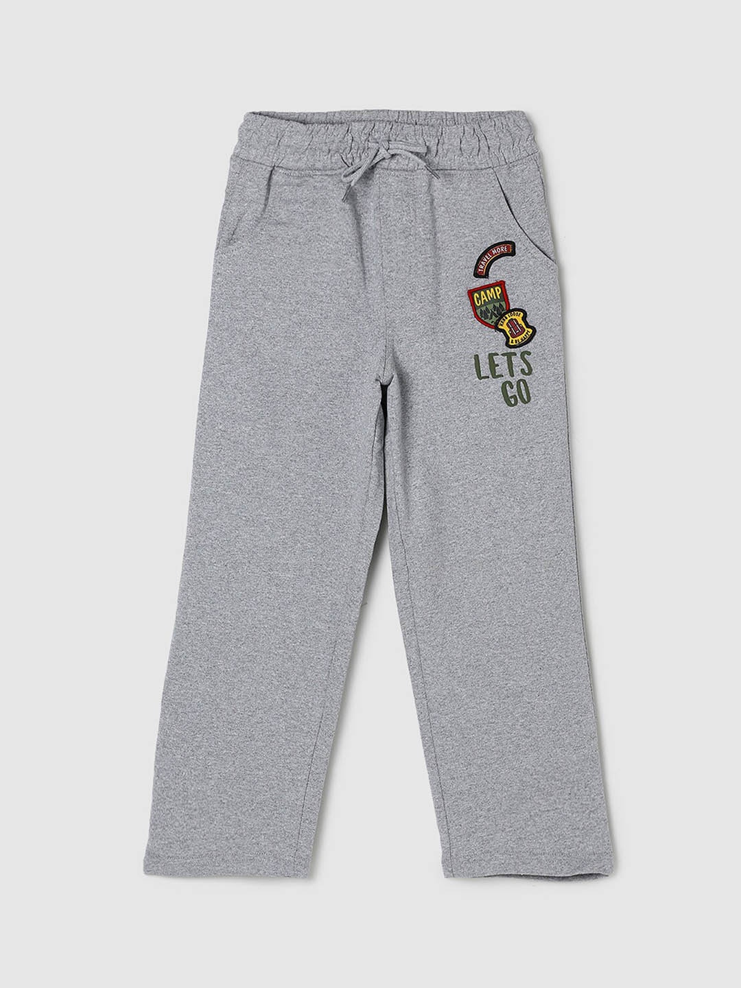 

max Boys Grey Graphic Printed Track Pants
