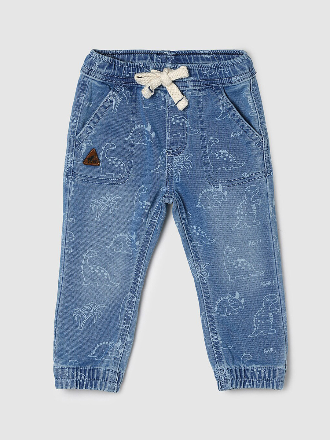 

max Boys Blue Printed Relaxed-Fit Track Pants