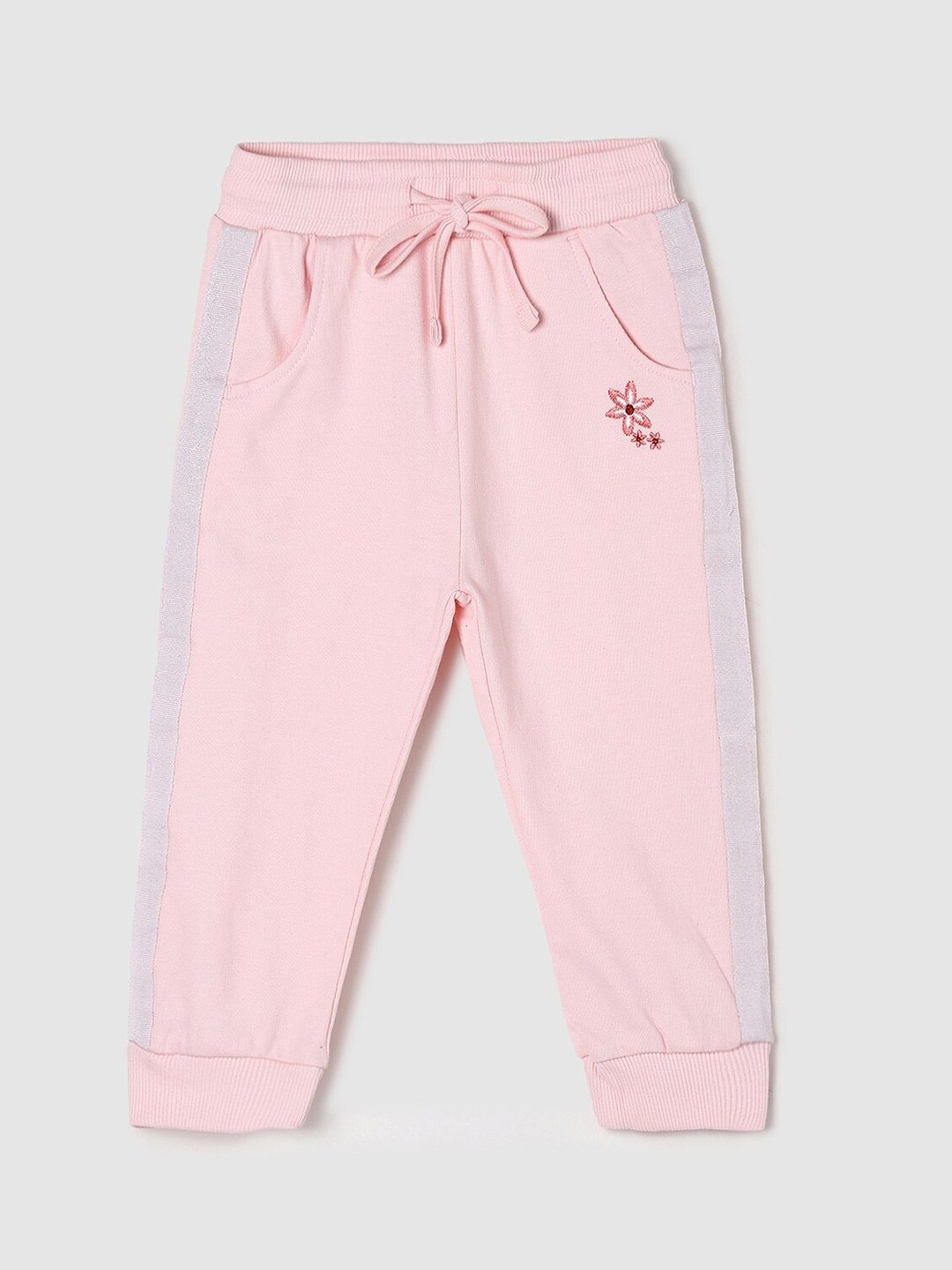 

max Girls Pink Solid Relaxed-Fit Track Pants