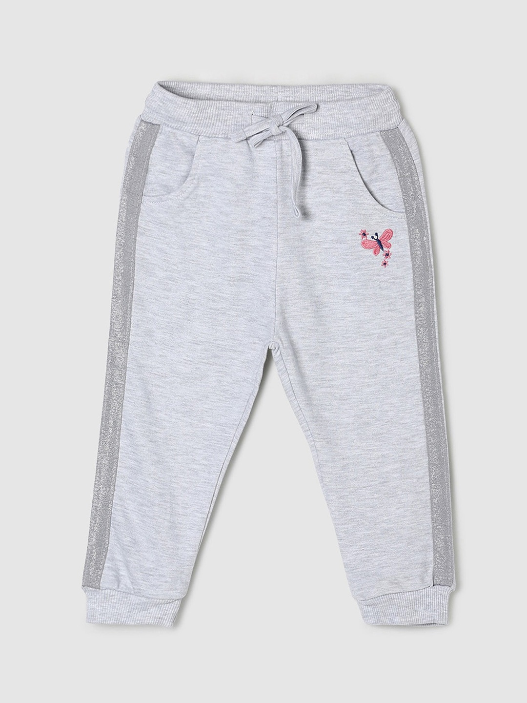 

max Girls Grey Solid Relaxed-Fit Track Pant