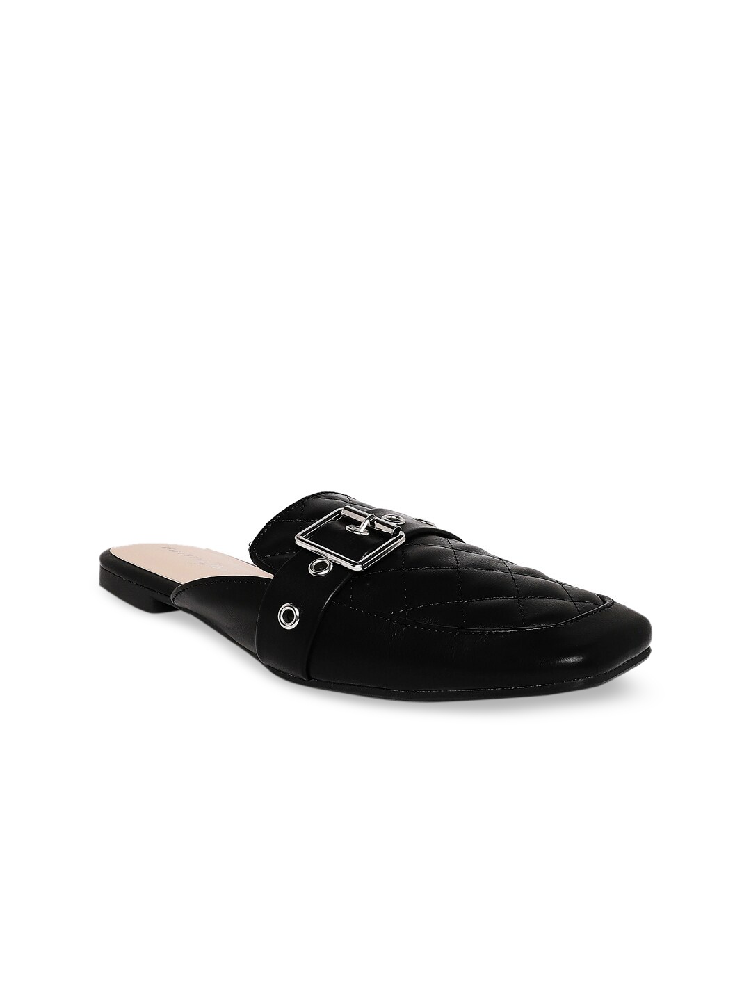 

Forever Glam by Pantaloons Women Black Printed PU Slip-On Mules