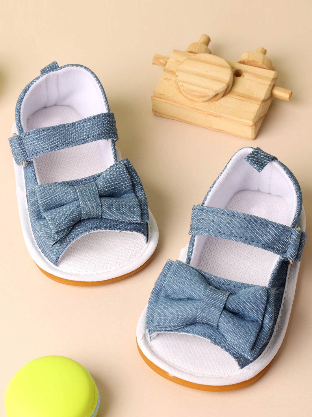 

KICKS & CRAWL Girls Blue Denim Sandal Type Slip on sneakers with Bow