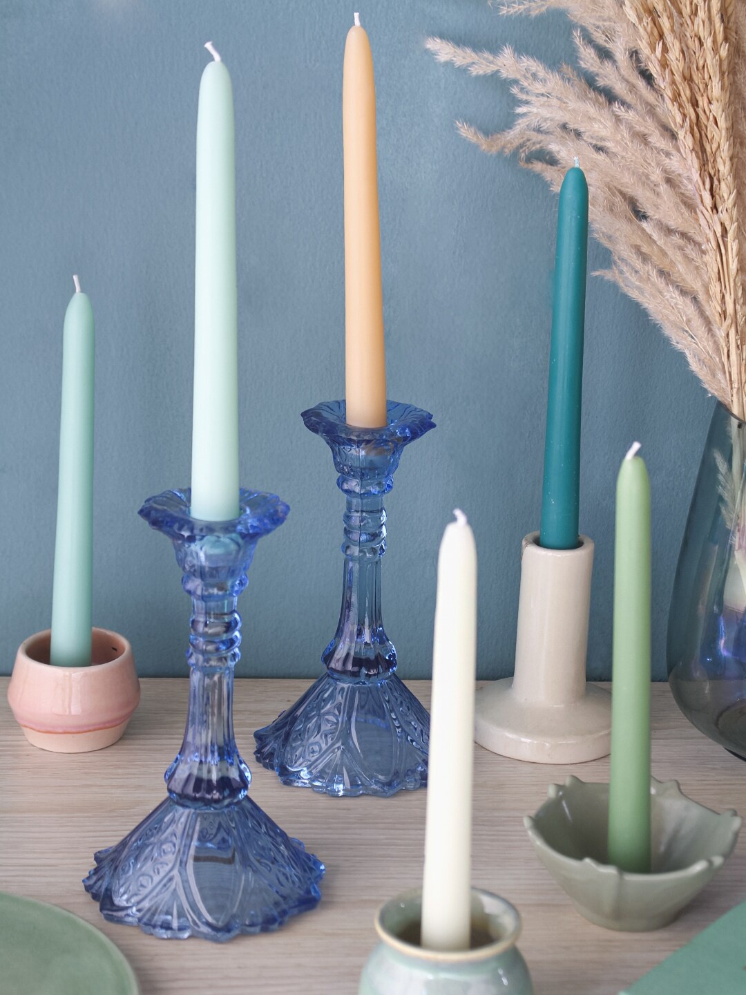 

The Wishing Chair Set Of 6 Verde Ombre Tapered Candles, Green