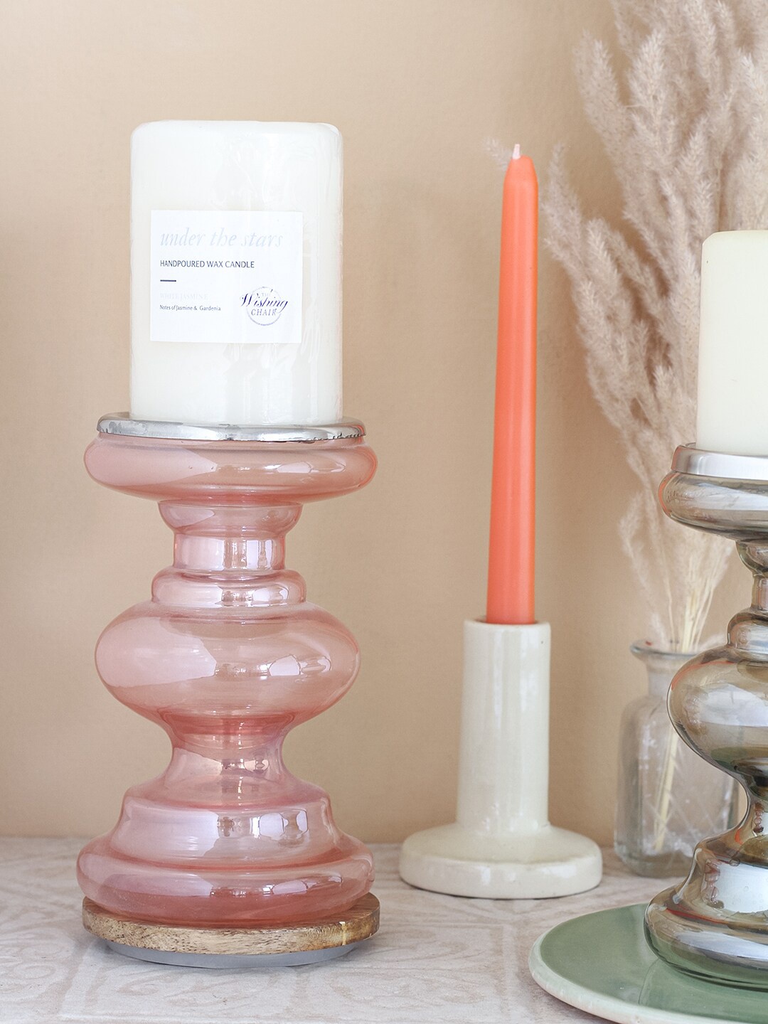 

The Wishing Chair Pink Glass Candle Holders