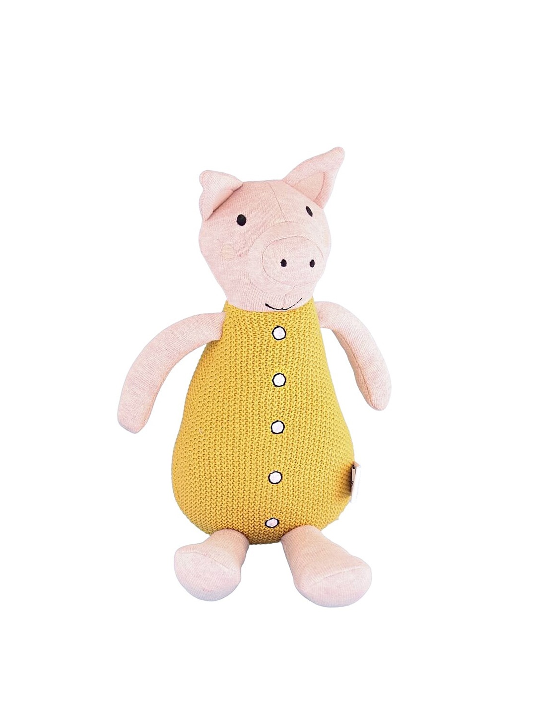 

The Wishing Chair Mustard Yellow and Pink Knitted Piglet Cotton Toy