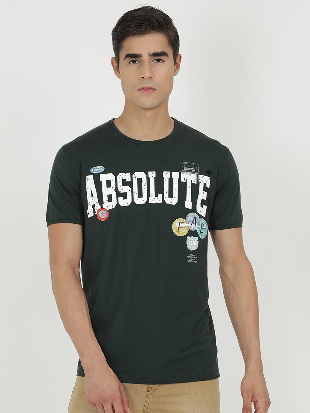 

V2 Value & Variety Men Green Typography Printed T-shirt