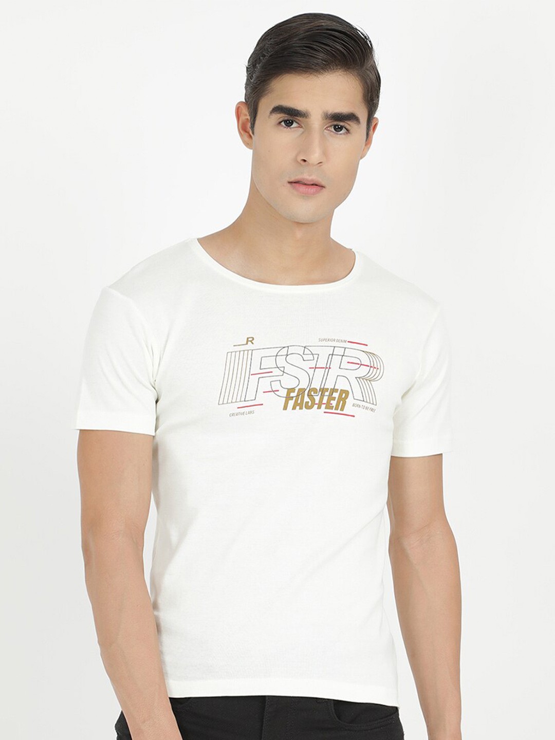 

V2 Value & Variety Men White V-Neck Raw Edge T-shirt