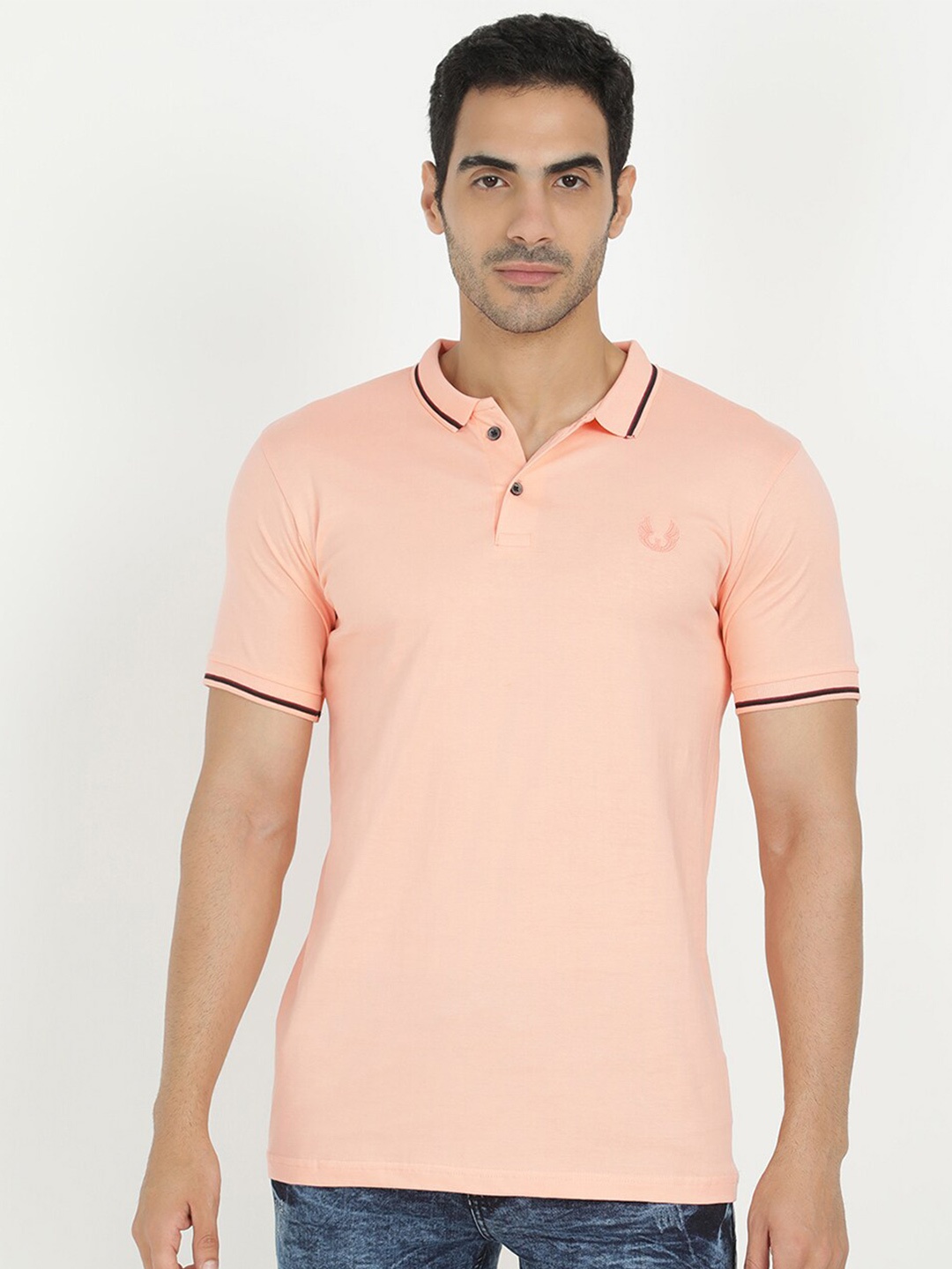 

V2 Value & Variety Men Peach-Coloured Polo Collar T-shirt