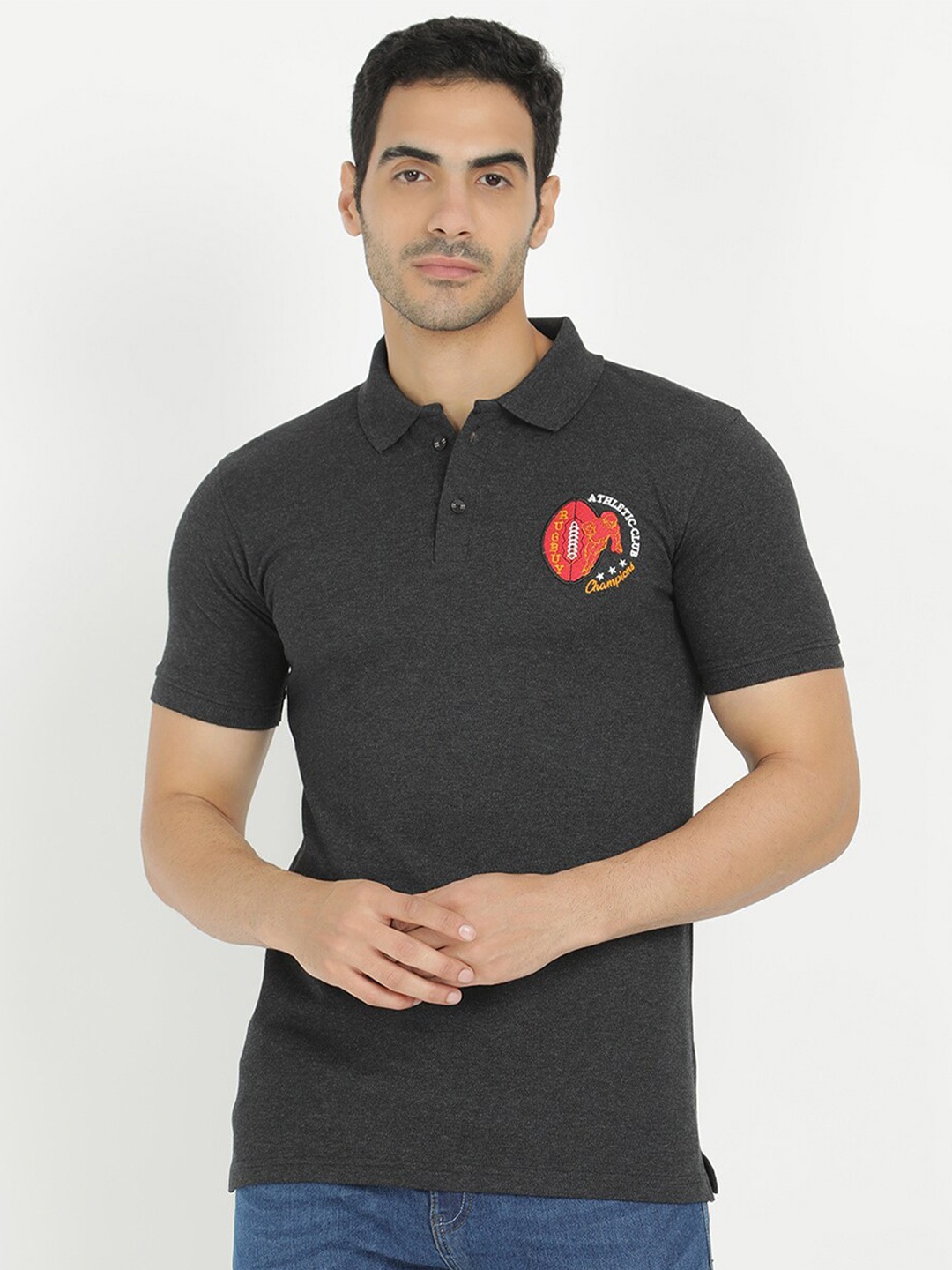 

V2 Value & Variety Men Grey Polo Collar T-shirt