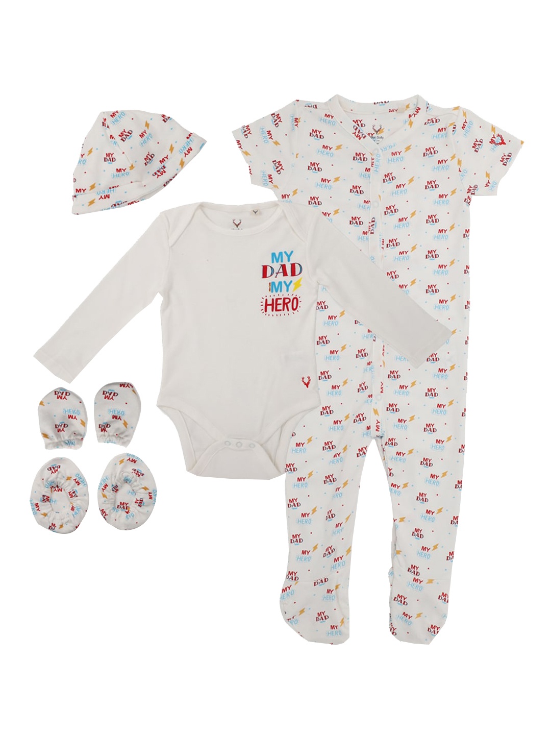 

Allen Solly Junior Boys Cream-Colored Printed Cotton Baby Apparel Set