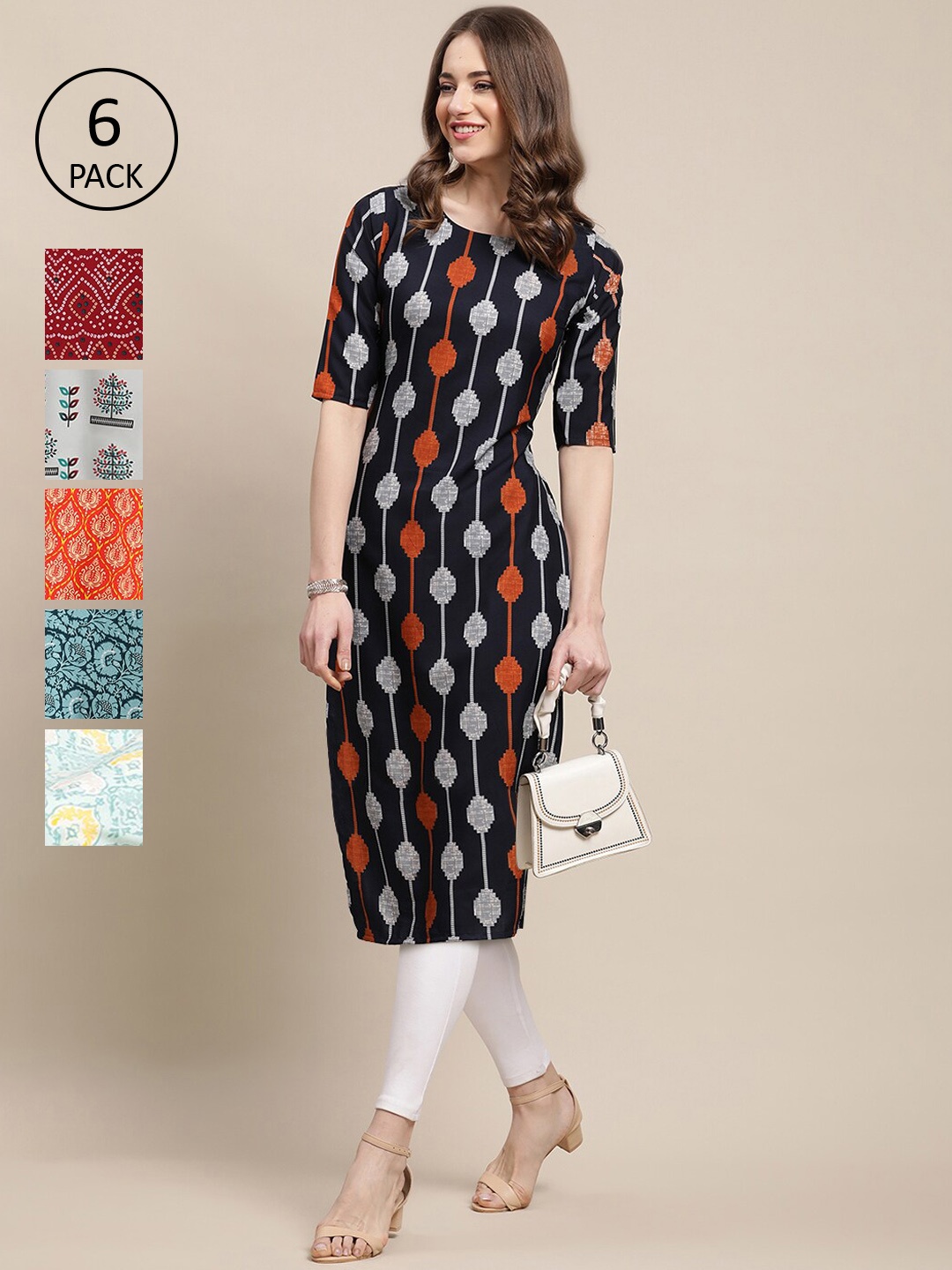 

7Threads Women Black & Red Ethnic Motifs Printed Crepe Kurta