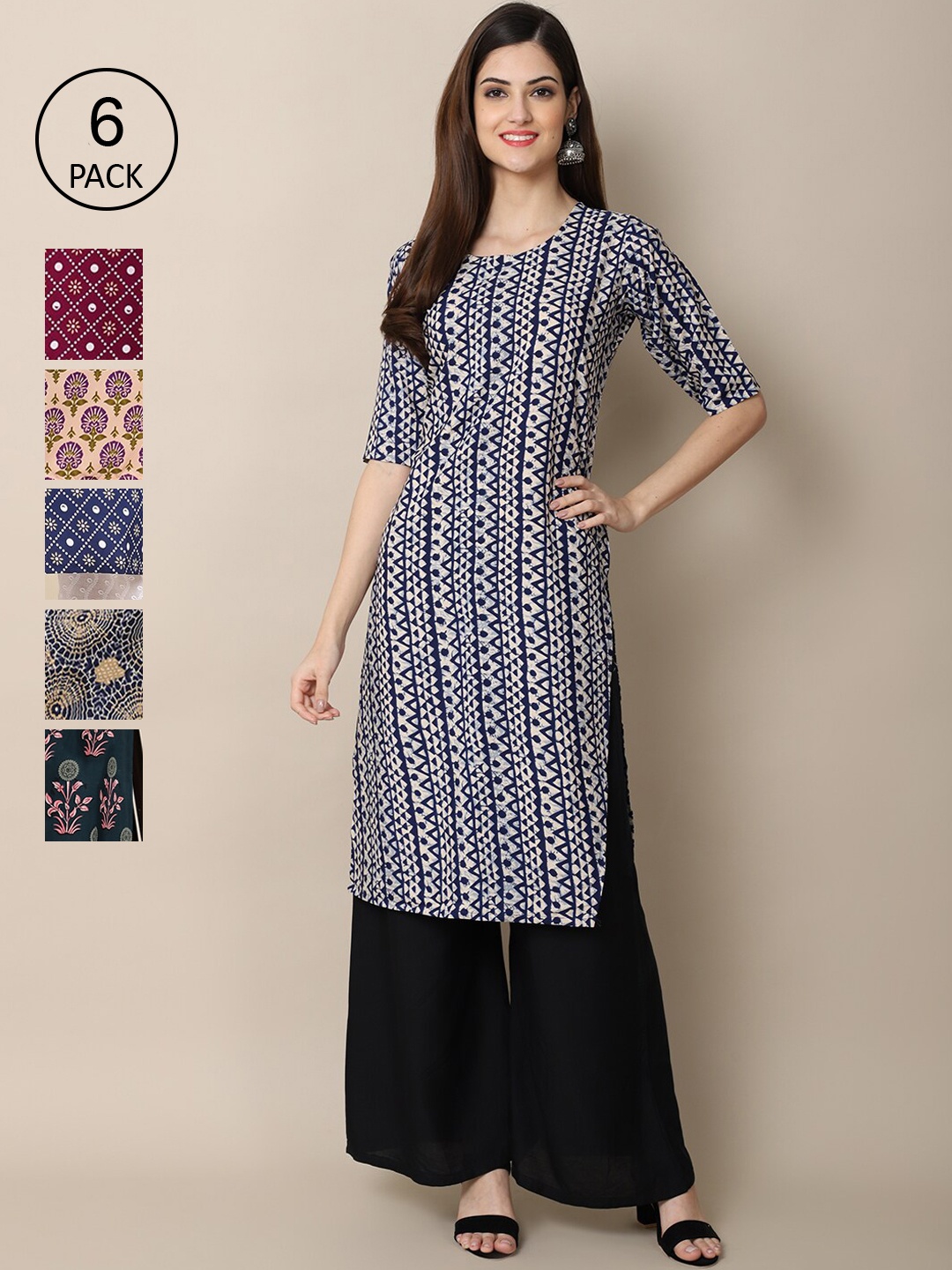 

7Threads Women Red And Blue Floral Printed Summer Sheers Crepe Kurta