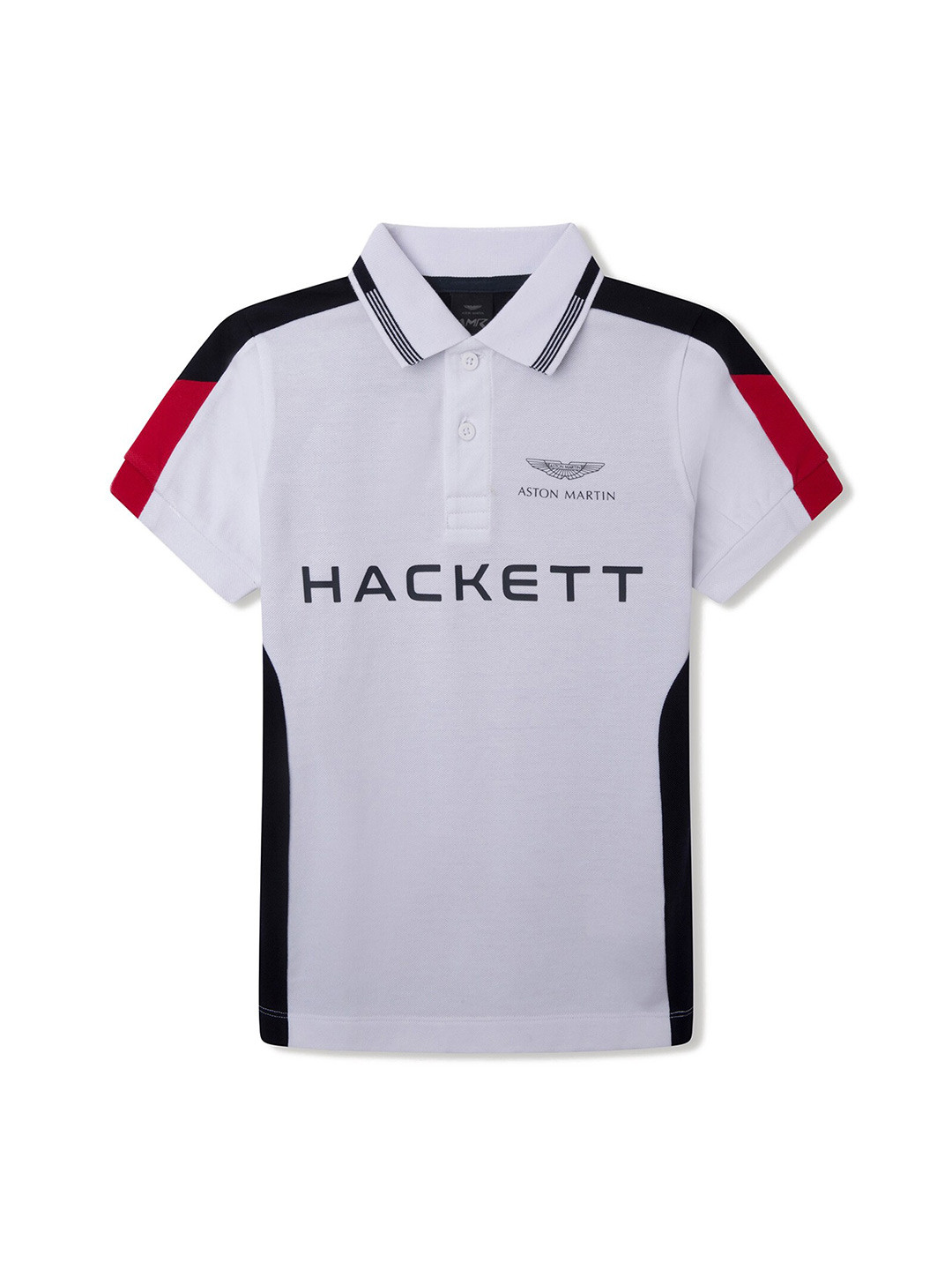 

HACKETT LONDON Boys White Typography Polo Collar T-shirt