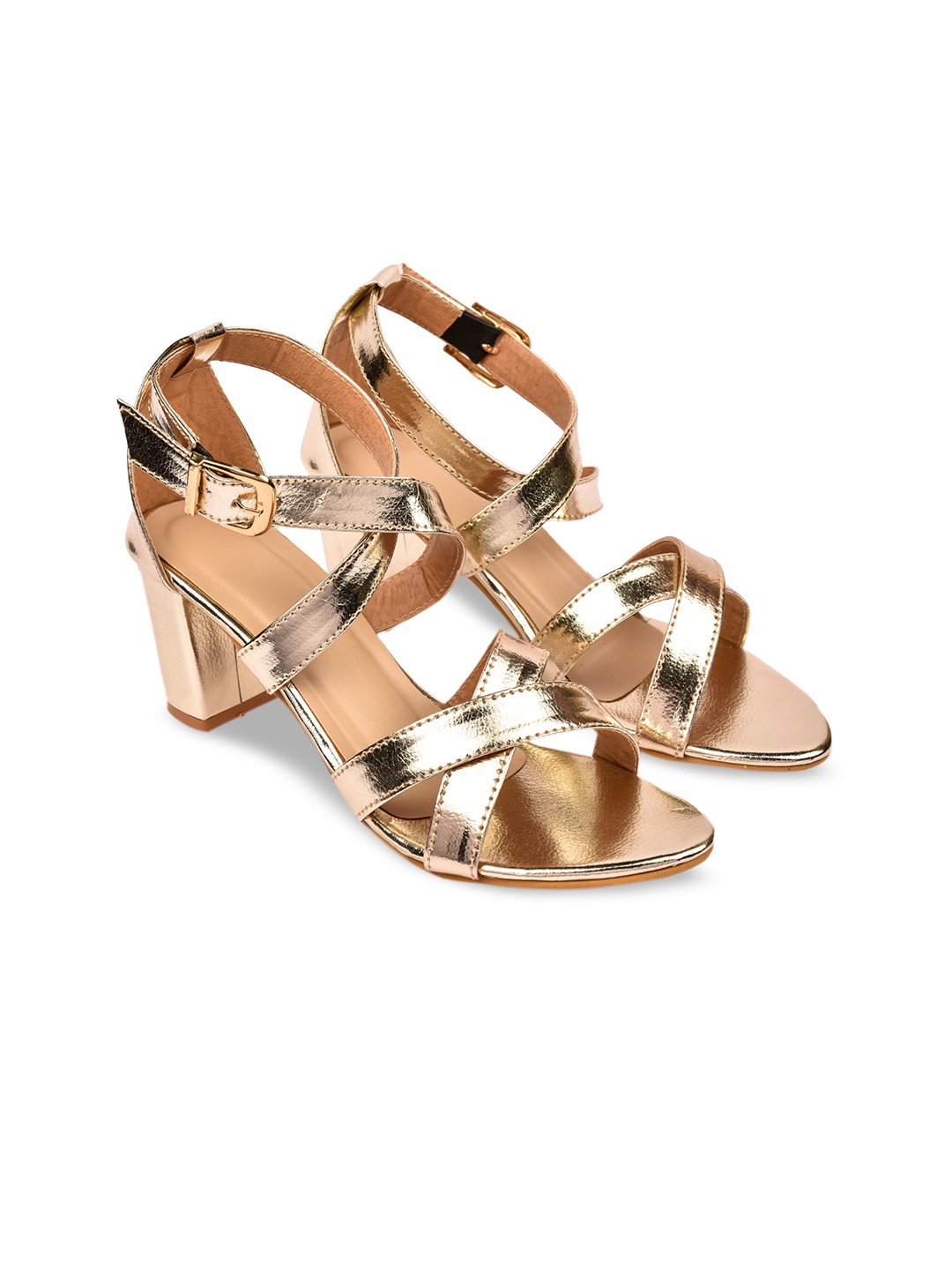 

REEZZ Women Gold-Toned Party Block Heels