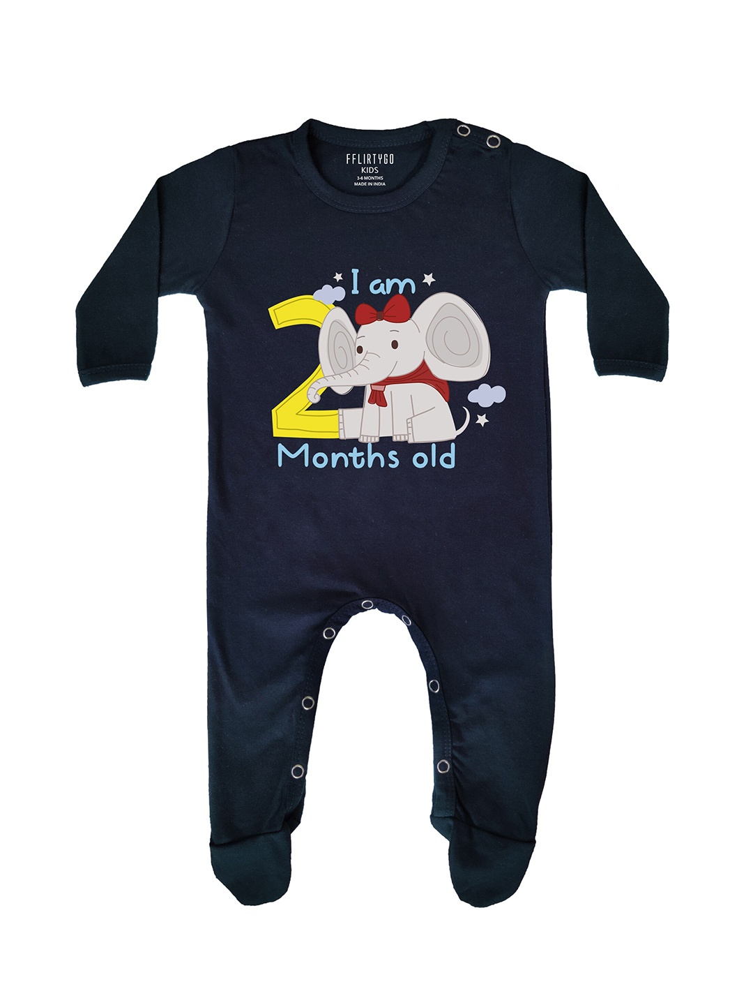 

FFLIRTYGO Unisex Kids Navy Blue & Yellow Printed Pure Cotton Basic Jumpsuit