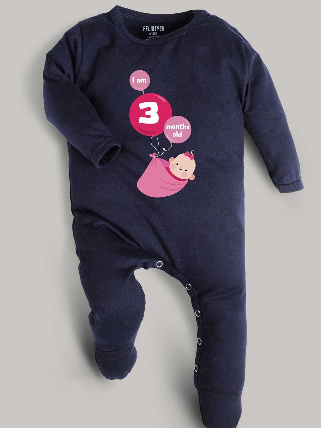 

FFLIRTYGO Unisex Kids Navy Blue & Pink Printed Basic Jumpsuit