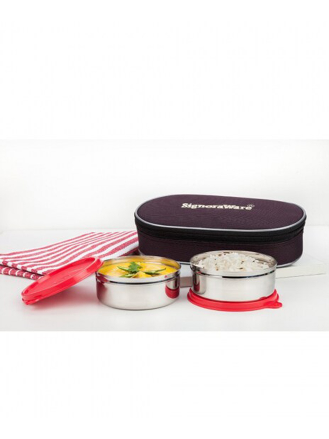 

SignoraWare Set of 2 Red Solid Stainless Steel Lunch Box 350ml each
