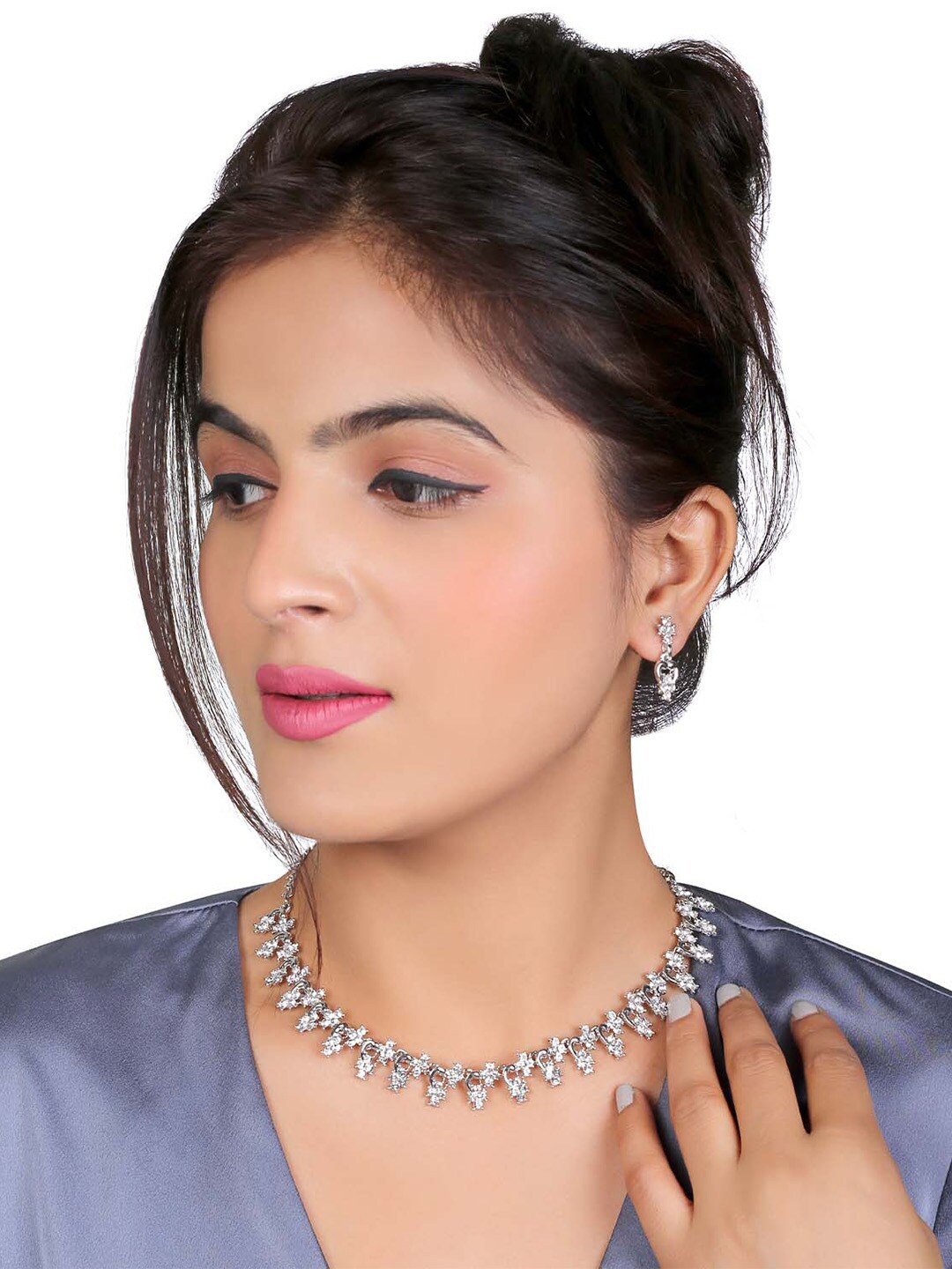 

MAD CLUB Rhodium-Plated White Jewellery Set