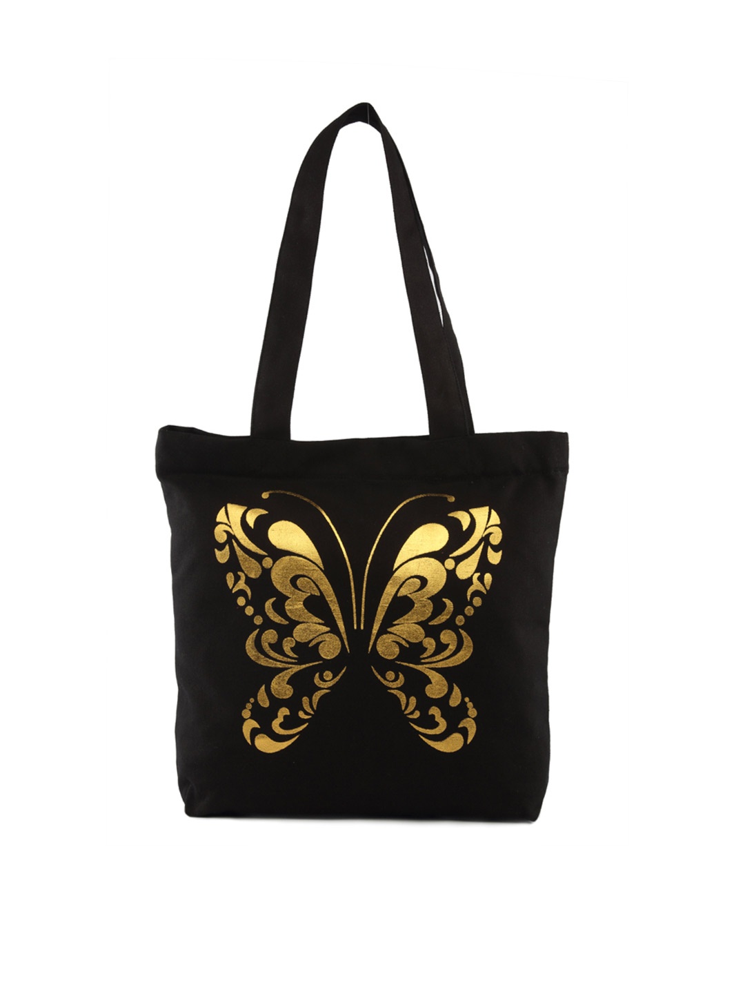 

Vivinkaa Black & Gold-Toned Printed Tote Bag