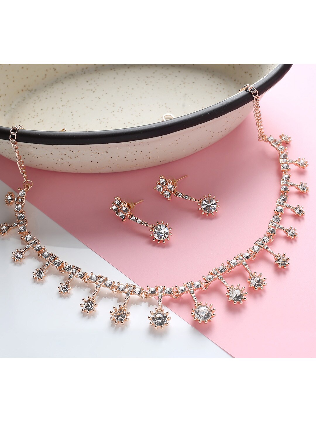 

MAD CLUB Rose Gold Plated AD Studded Jewellery Set