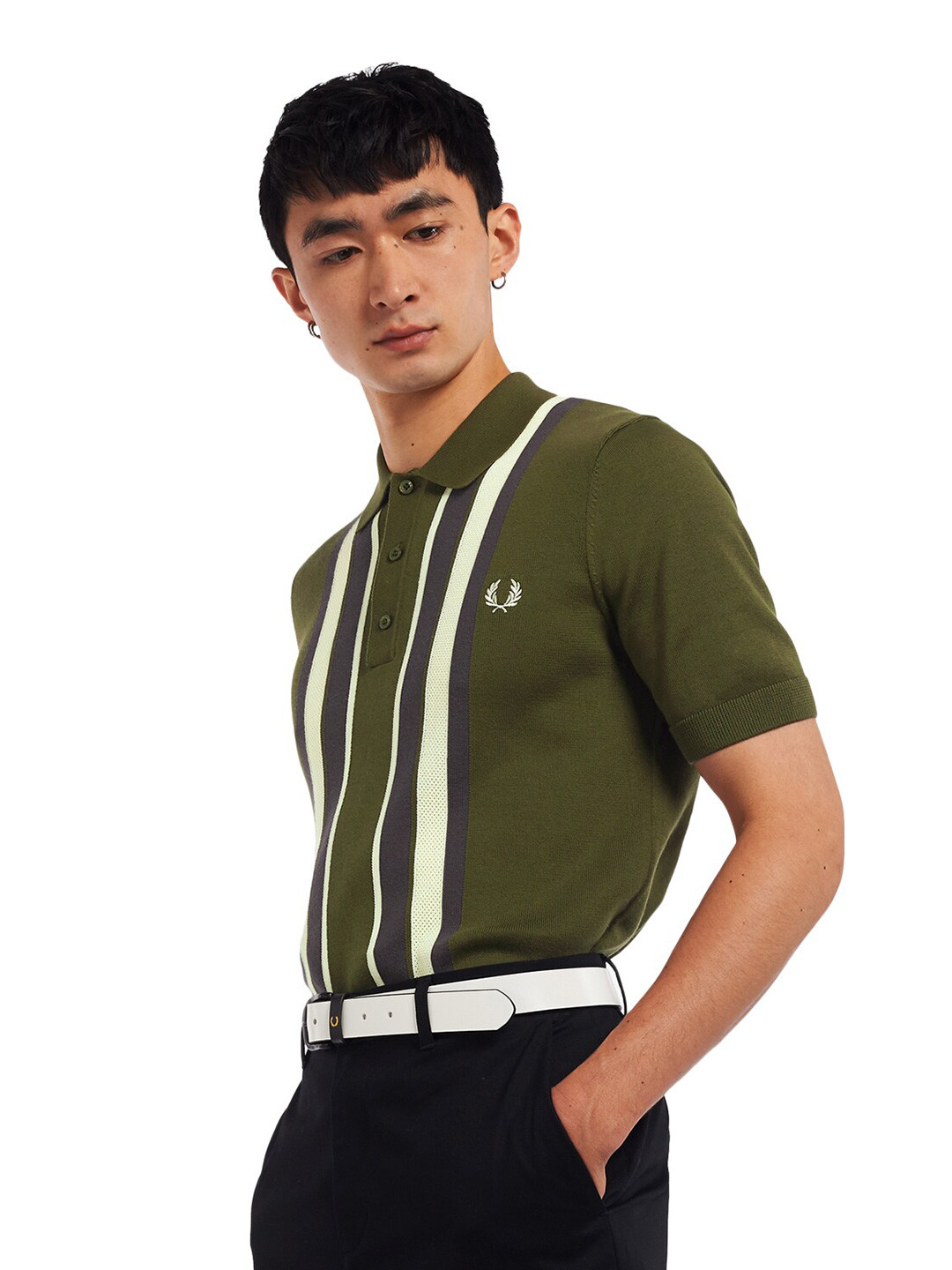 

Fred Perry Men Green Striped Polo Collar T-shirt