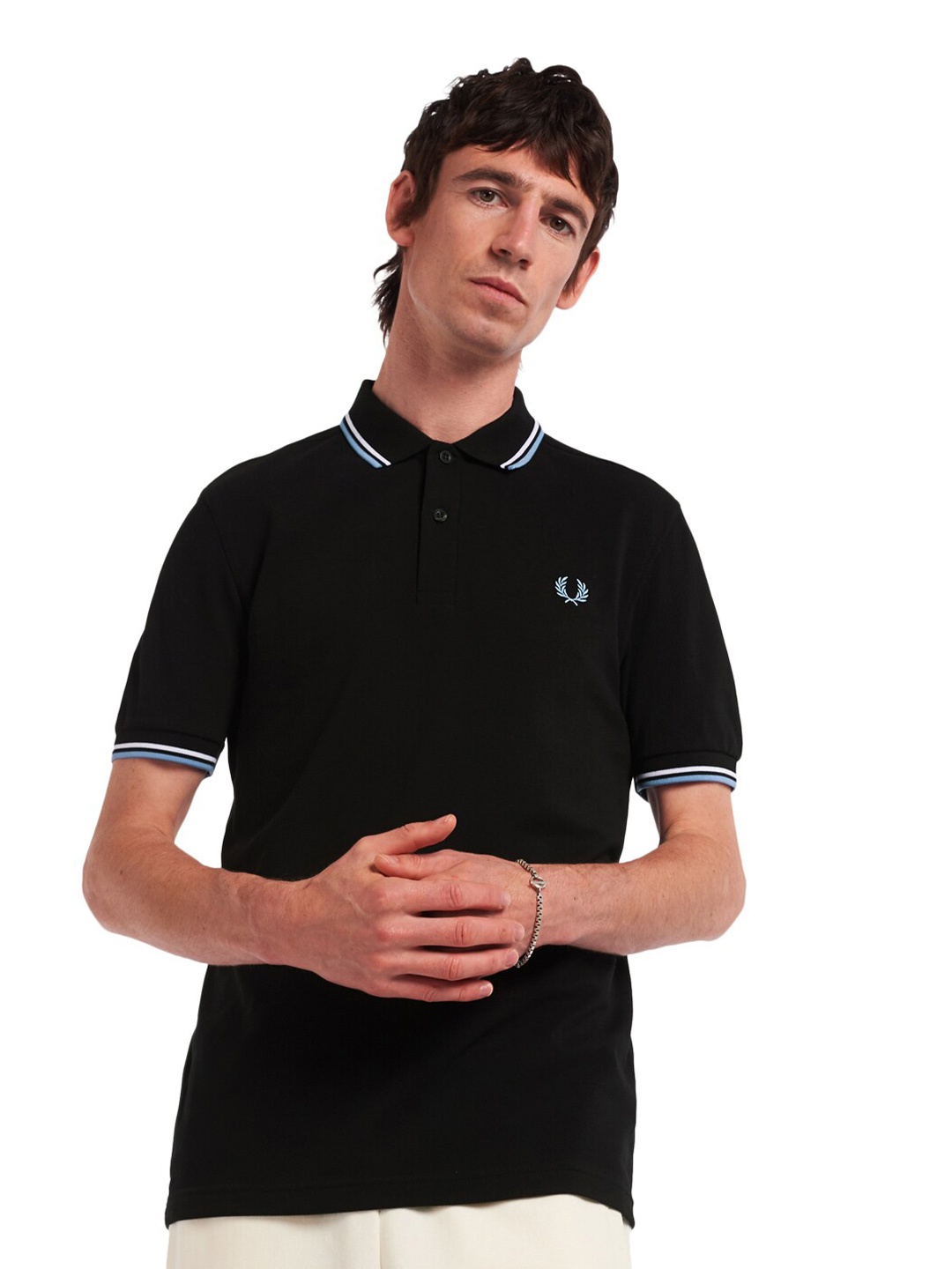 

Fred Perry Men Black Polo Collar Cotton T-shirt
