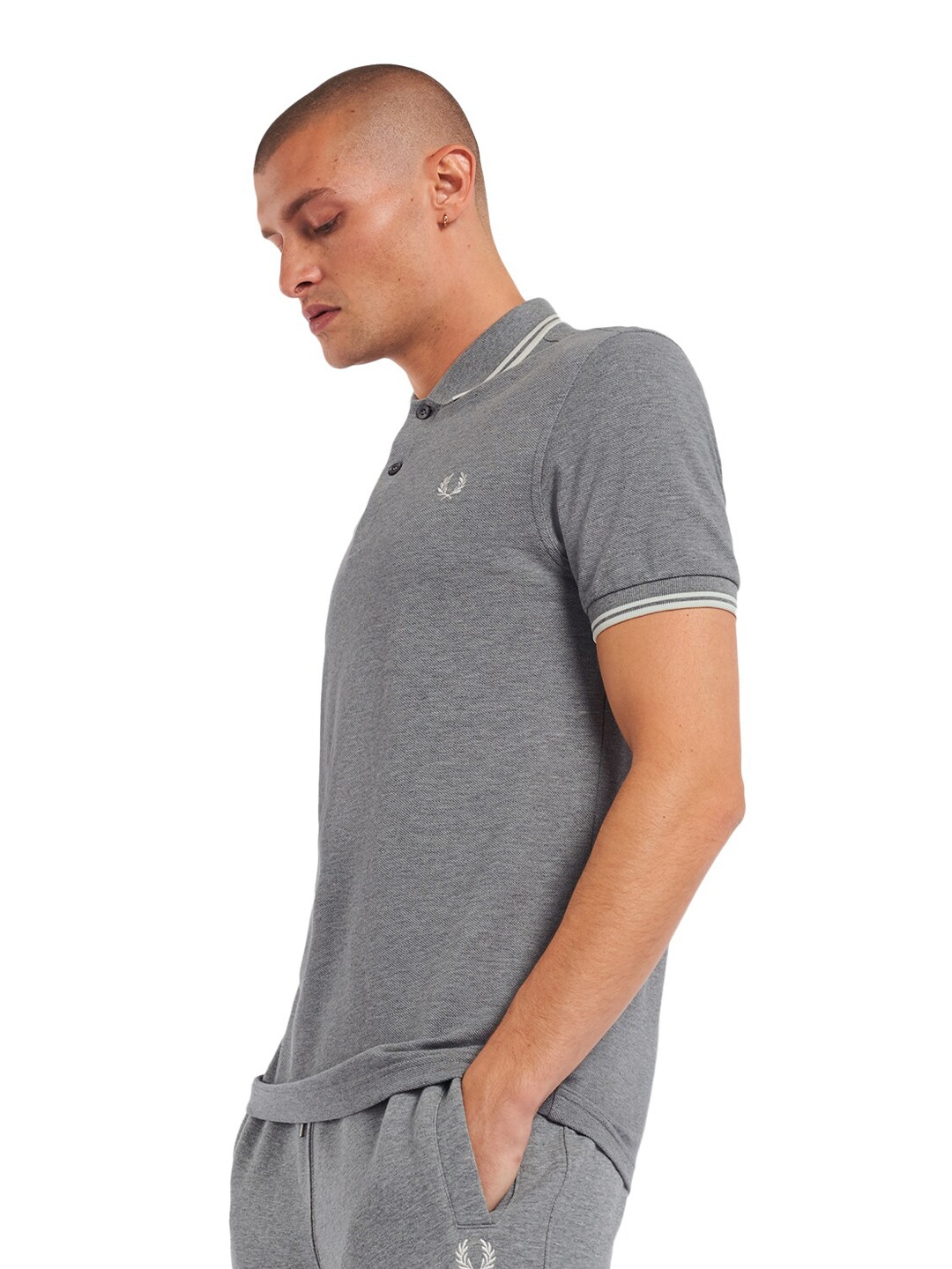 

Fred Perry Men Grey Solid Polo Collar T-shirt