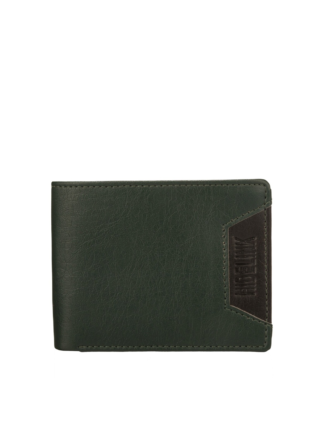 

Hidelink Men Green & Brown PU Two Fold Animal Cruelty Free Wallet