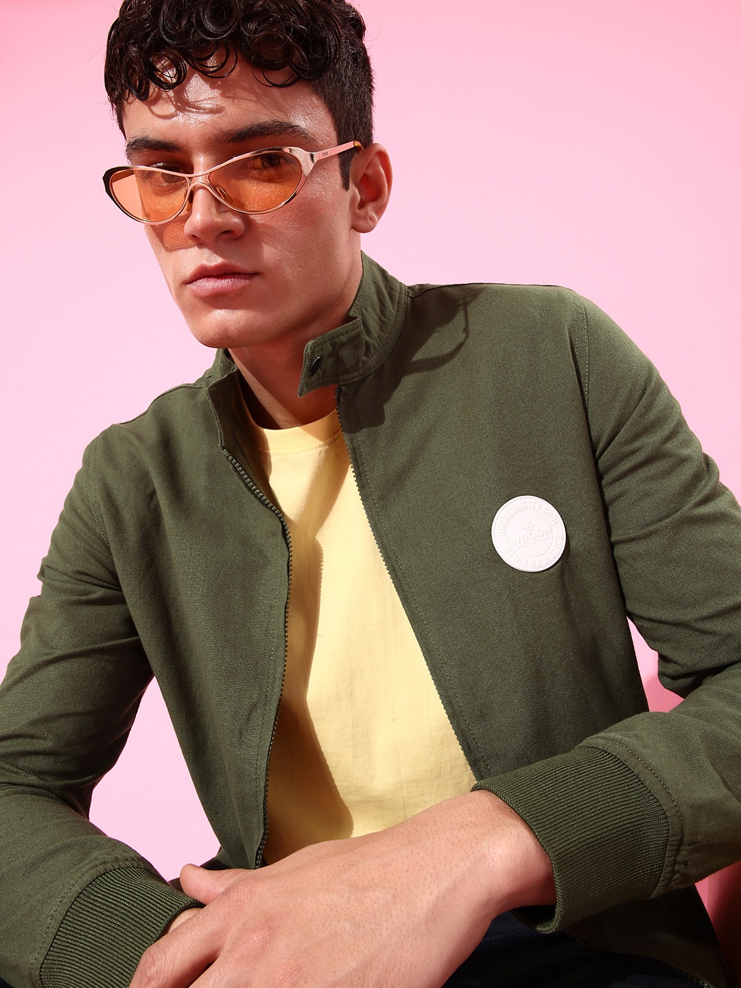 

WROGN Men Olive Green Bomber Jacket