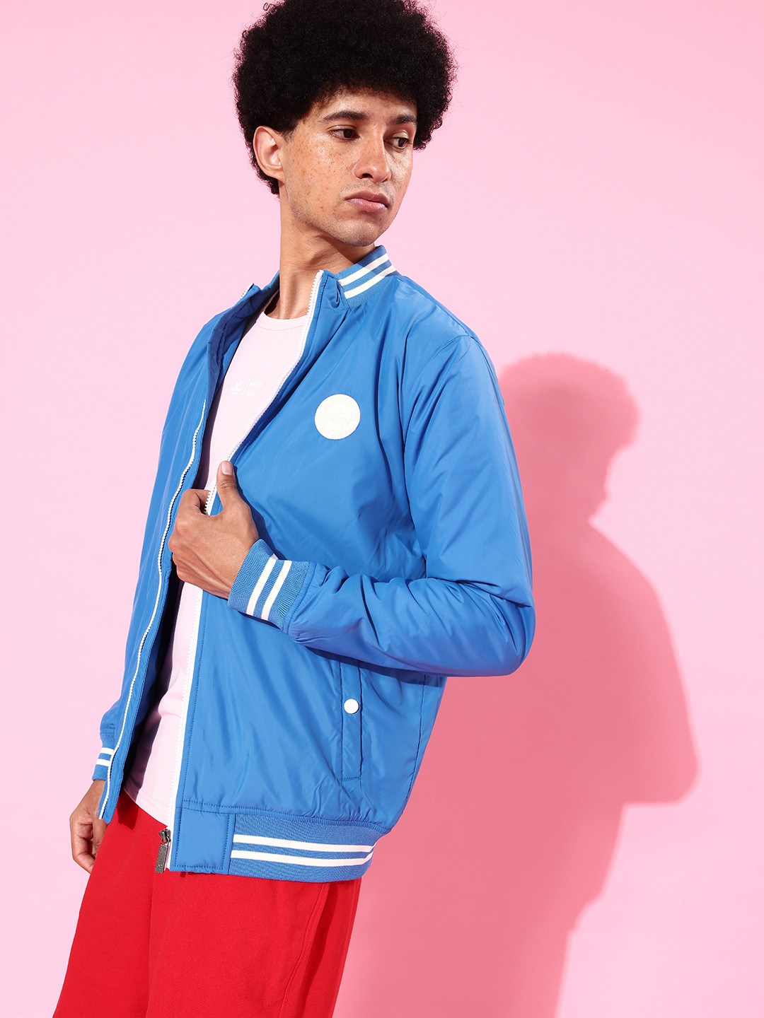 

WROGN Men Blue Solid Bomber Jacket