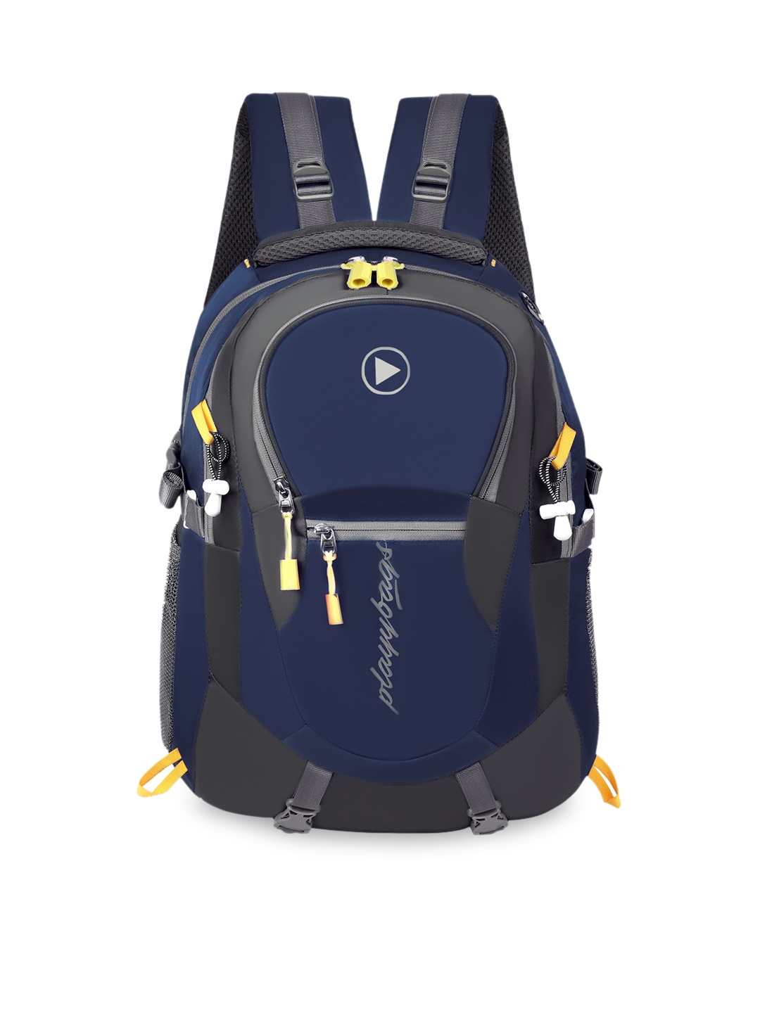 

PLAYYBAGS Unisex Navy Blue & Green Backpack with Hip Strap