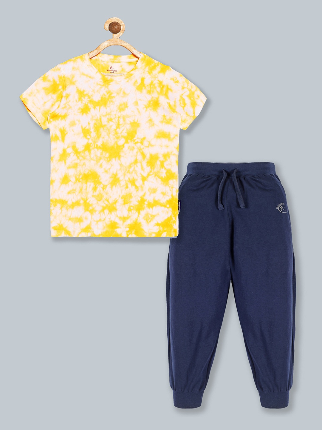 

KiddoPanti Boys Yellow & White Printed Track Pant Set