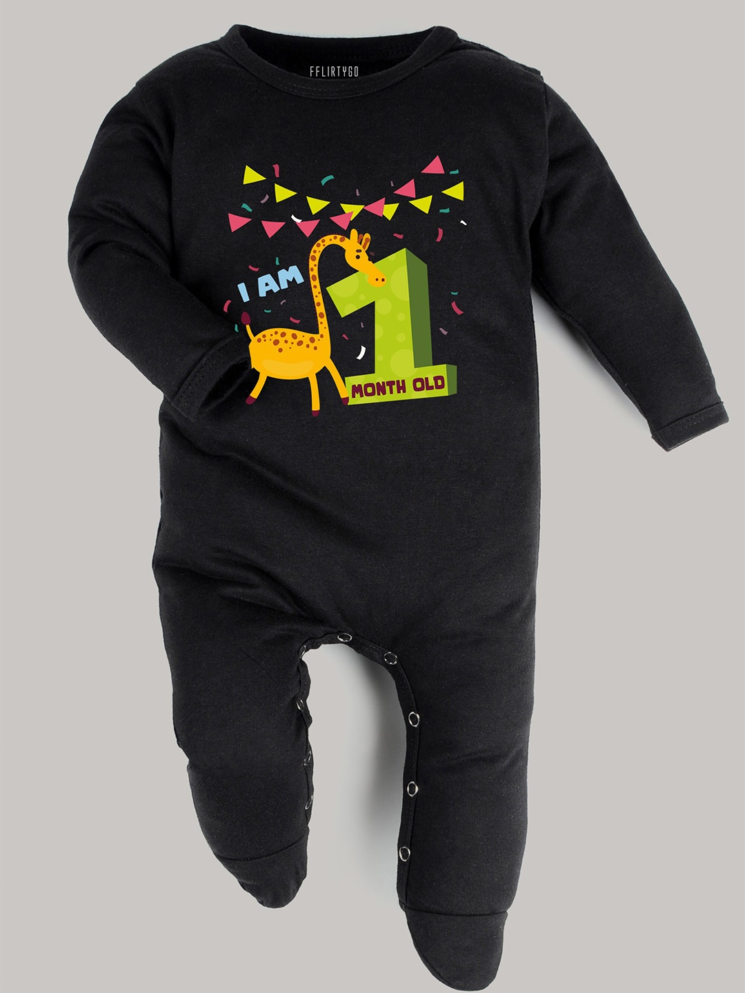 

FFLIRTYGO Unisex Kids Black & Yellow Printed Basic Jumpsuit
