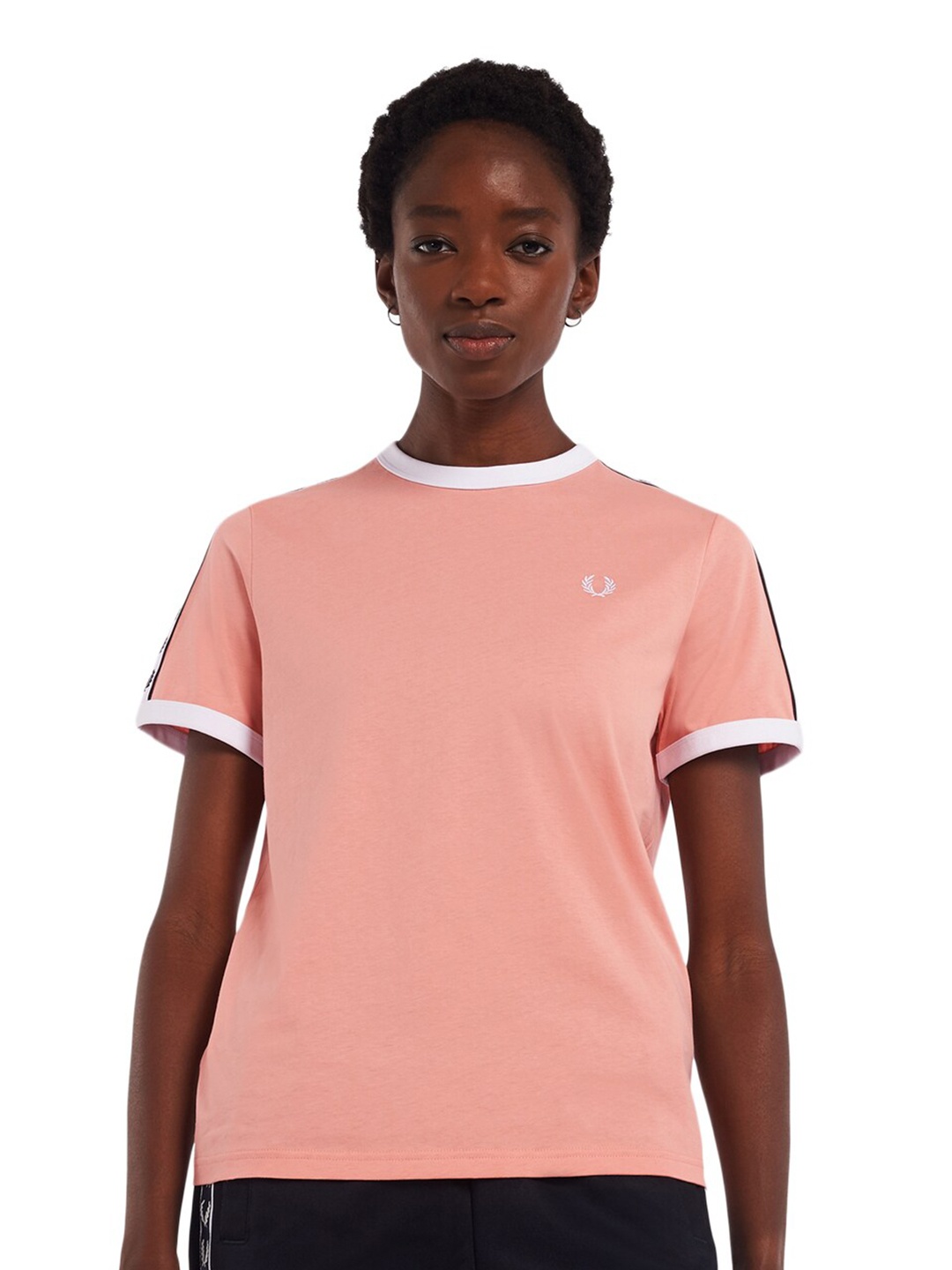 

Fred Perry Women Pink Solid Cotton T-shirt