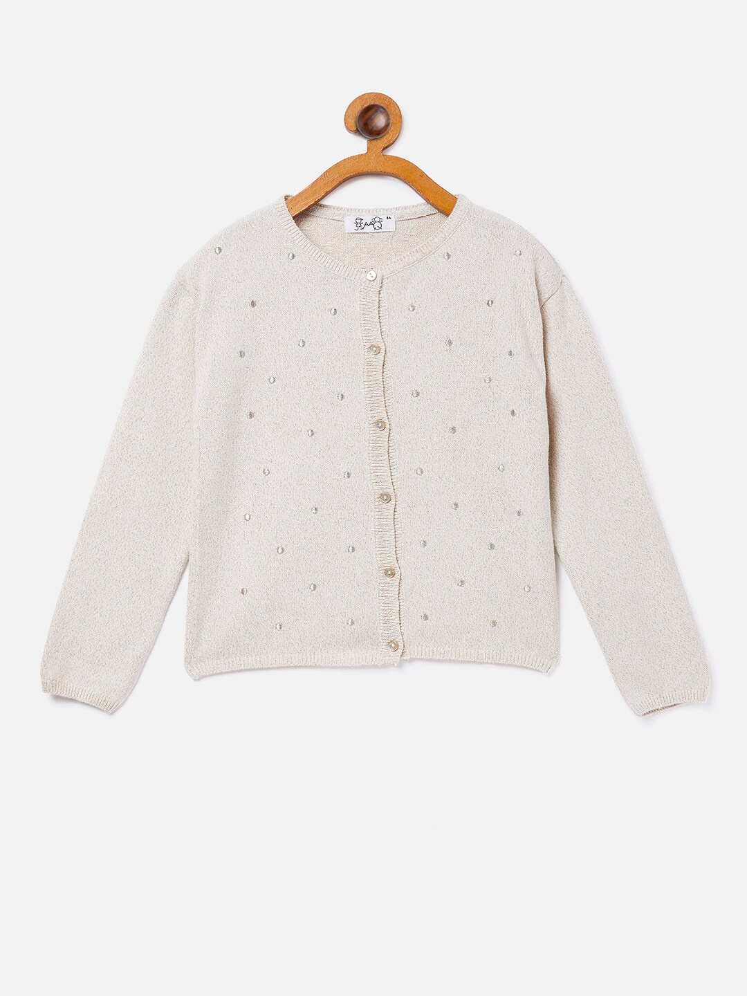 

JWAAQ Girls Off White Embroidered Cardigan with Embroidered Detail